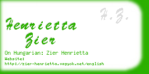 henrietta zier business card